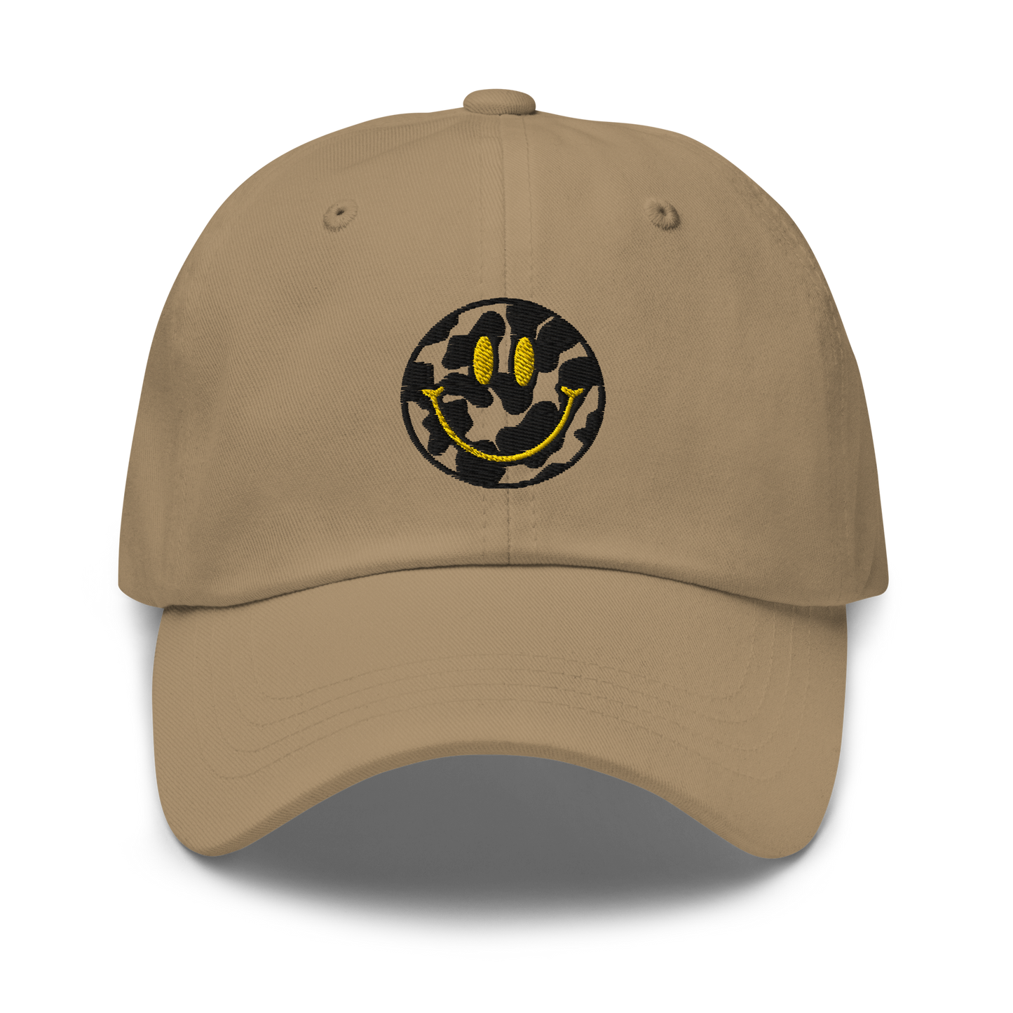 Cow Print Smiley Face - Adults Dad Hat