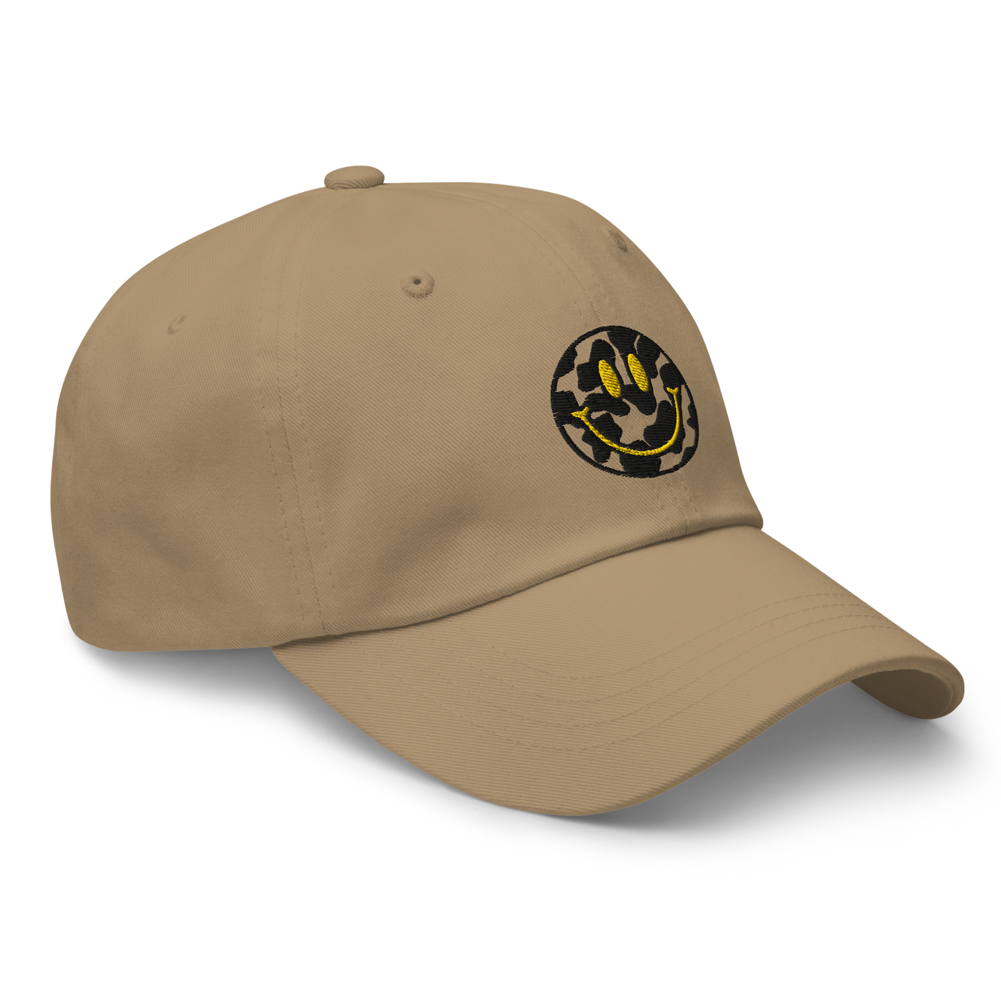 Cow Print Smiley Face - Adults Dad Hat