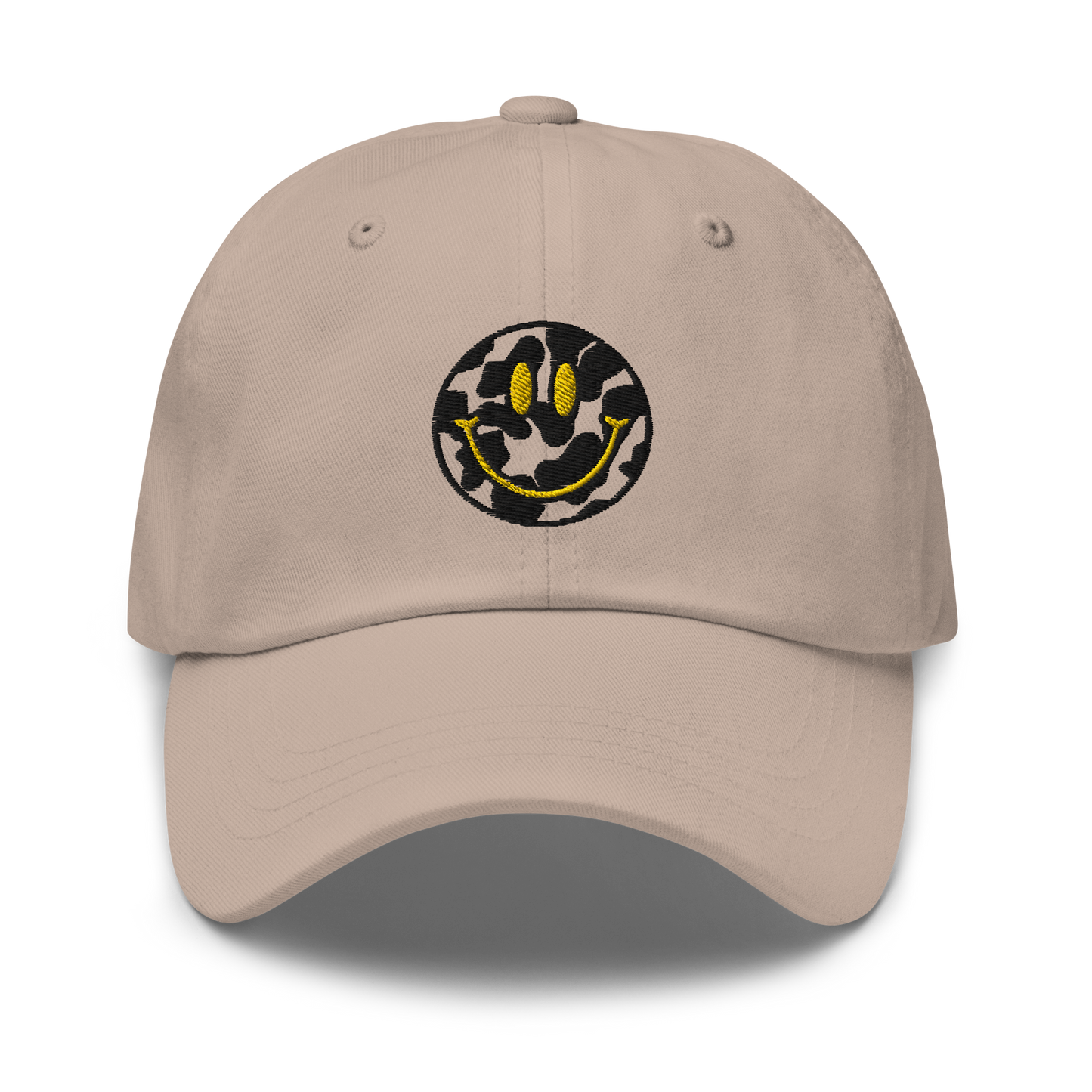 Cow Print Smiley Face - Adults Dad Hat
