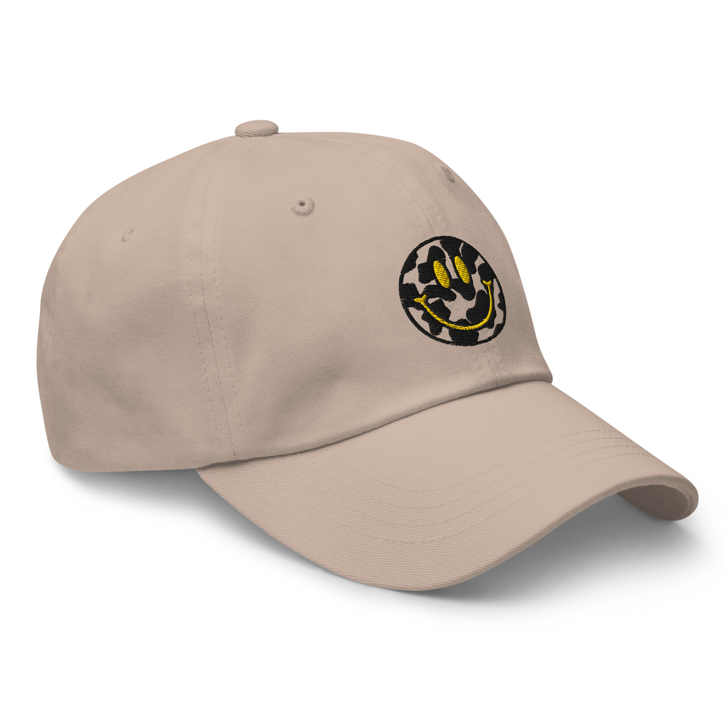 Cow Print Smiley Face - Adults Dad Hat