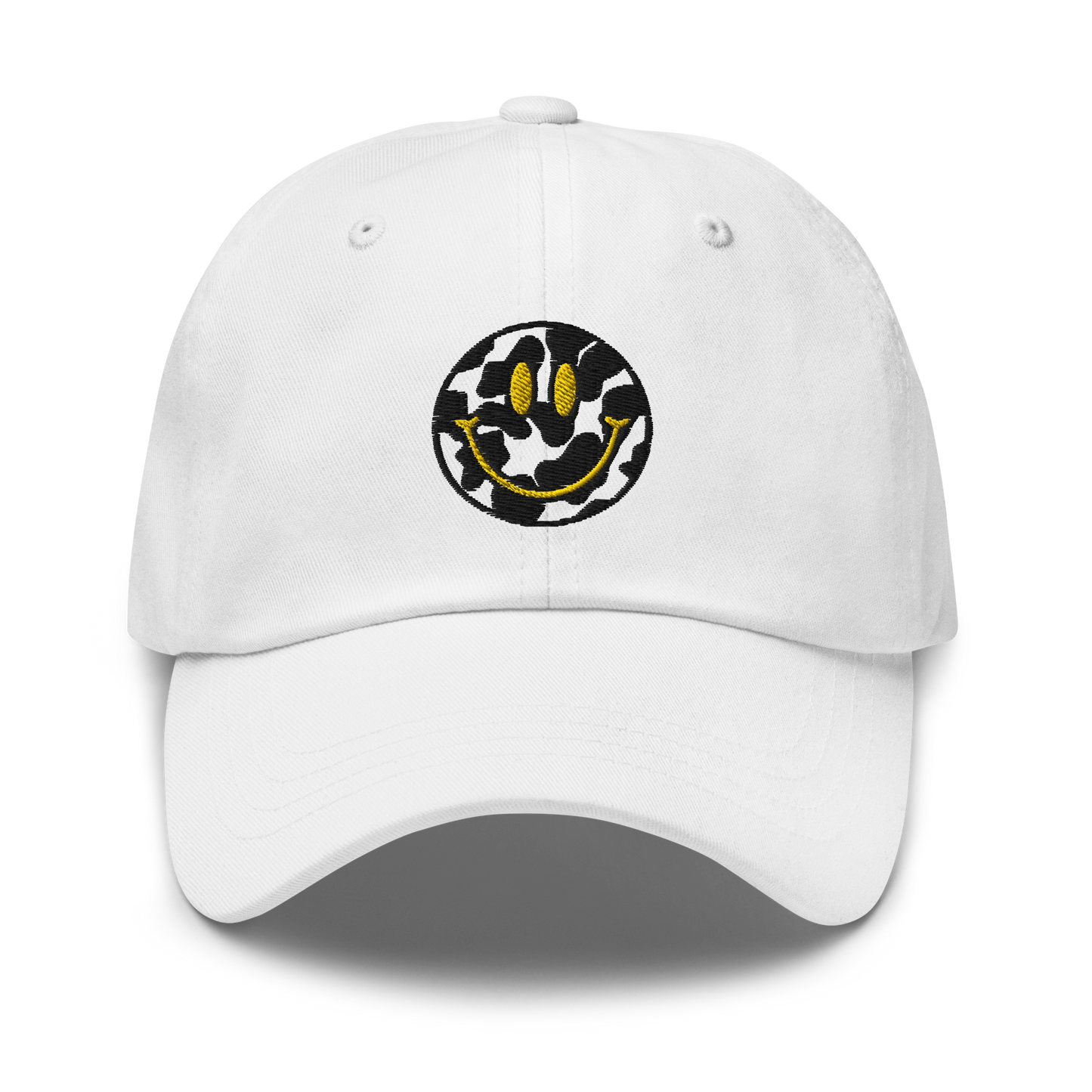 Cow Print Smiley Face - Adults Dad Hat