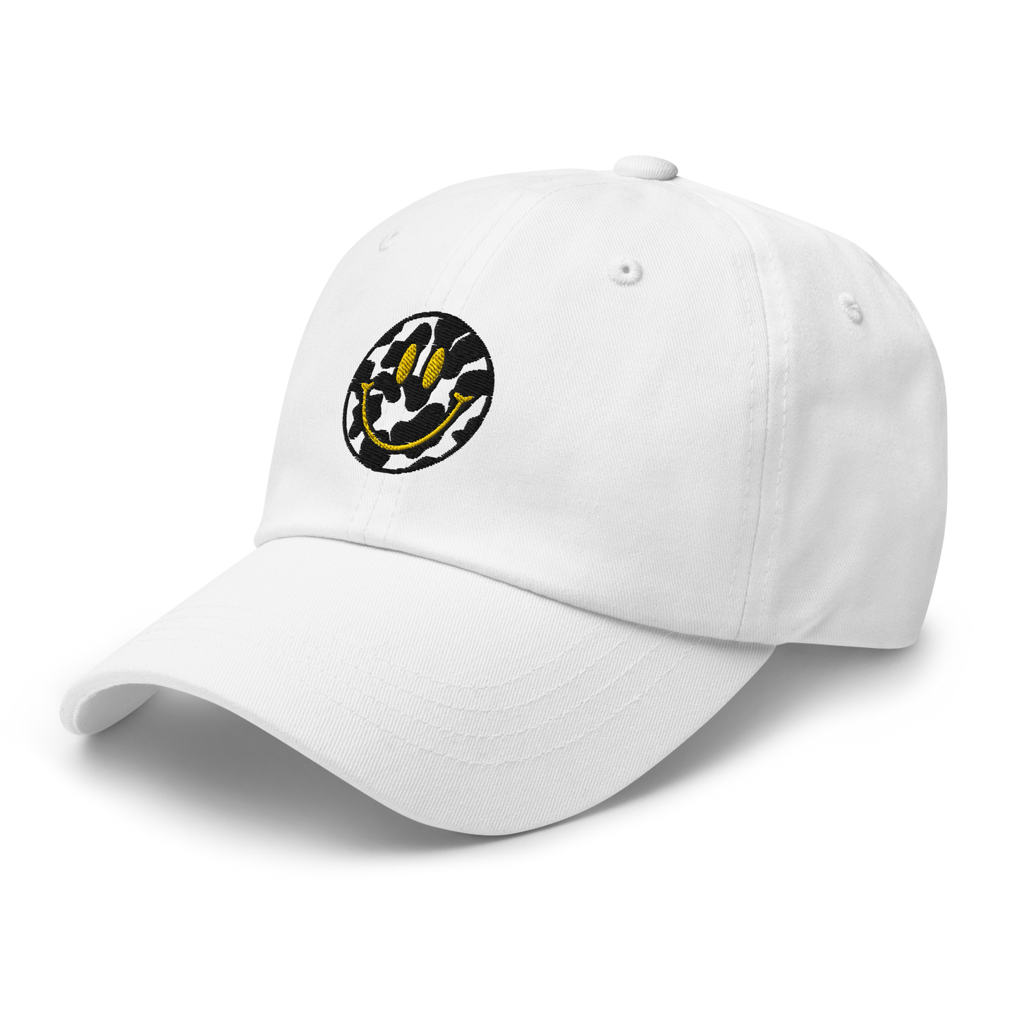 Cow Print Smiley Face - Adults Dad Hat