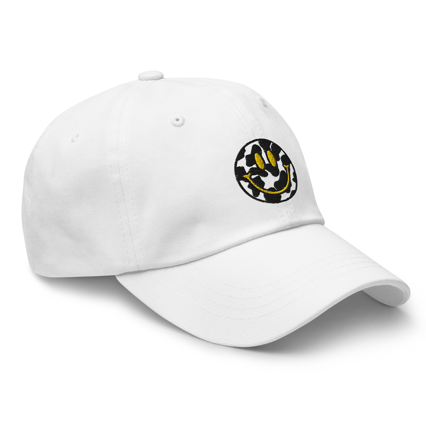 Cow Print Smiley Face - Adults Dad Hat