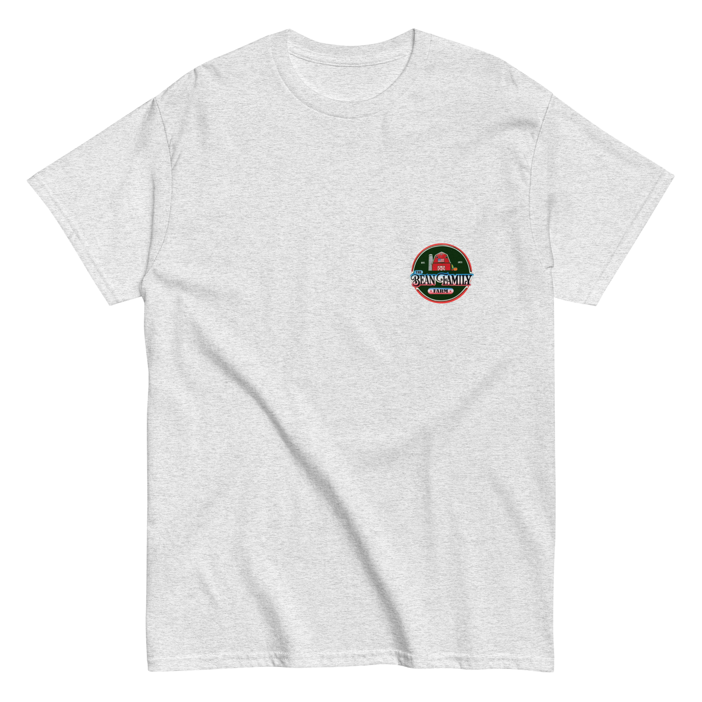 Bean Family Farm Logo / Born & Raised USA - Adult T Shirt