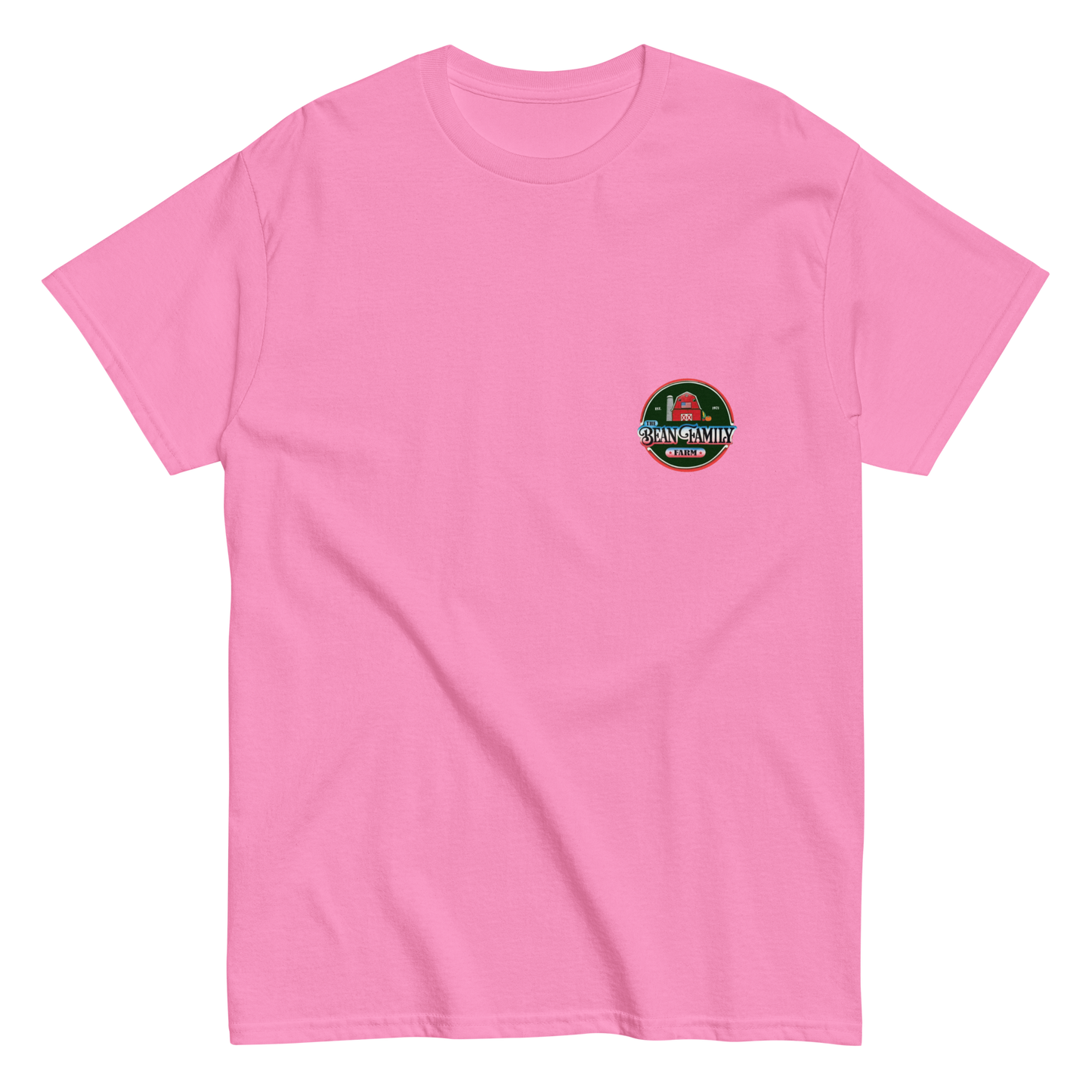 Bean Family Farm Logo / Born & Raised USA - Adult T Shirt
