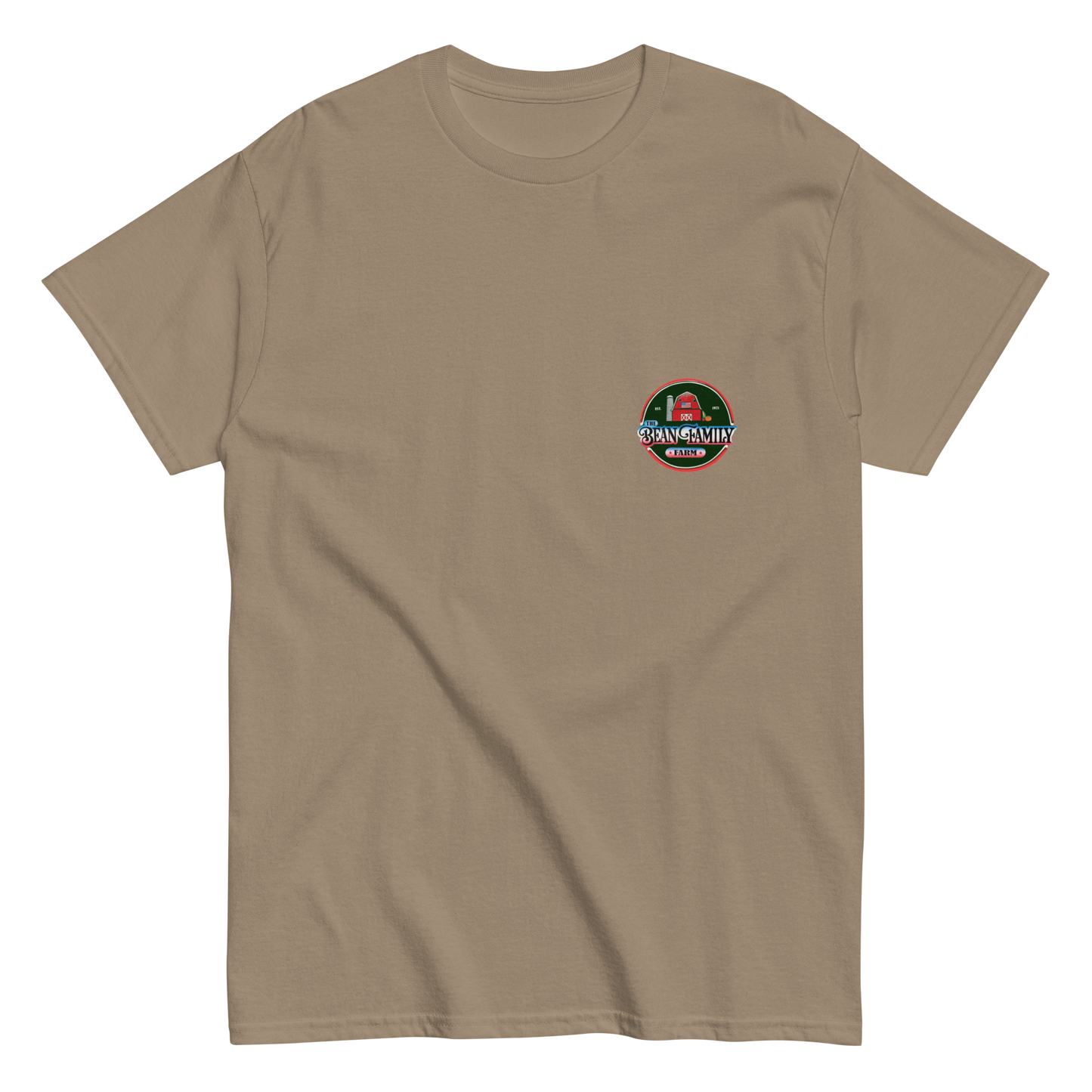 Bean Family Farm Logo / Born & Raised USA - Adult T Shirt