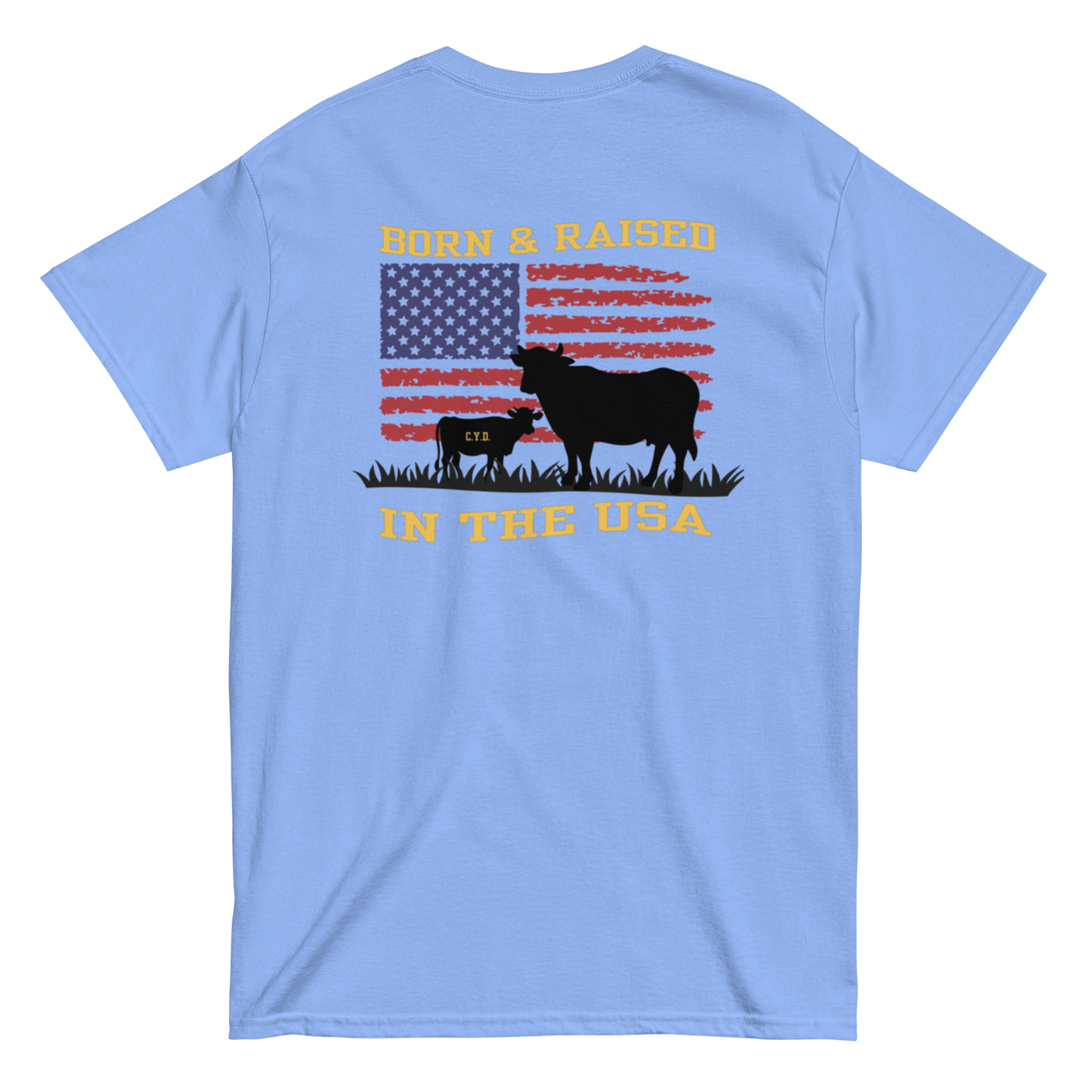 Bean Family Farm Logo / Born & Raised USA - Adult T Shirt