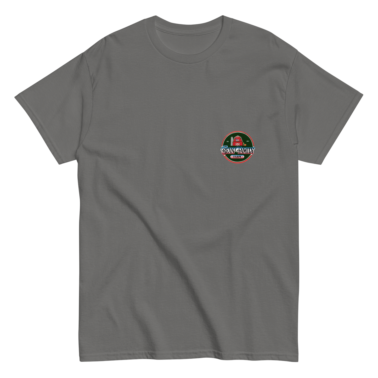 Bean Family Farm Logo / Born & Raised USA - Adult T Shirt