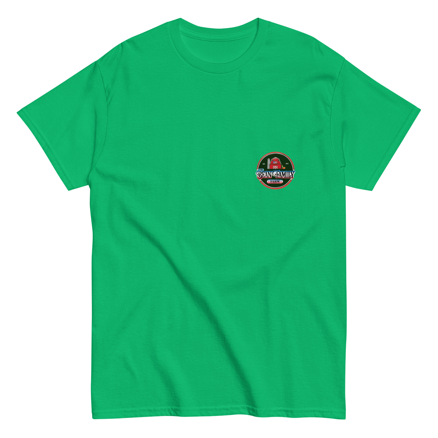 Bean Family Farm Logo / Born & Raised USA - Adult T Shirt