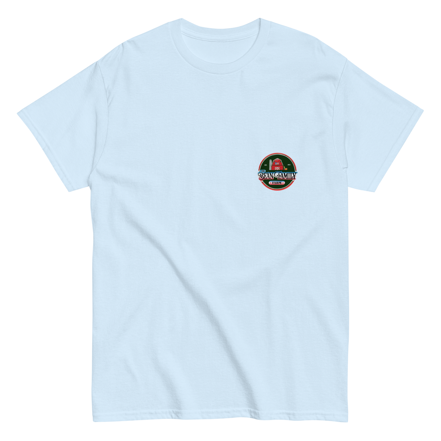 Bean Family Farm Logo / Born & Raised USA - Adult T Shirt