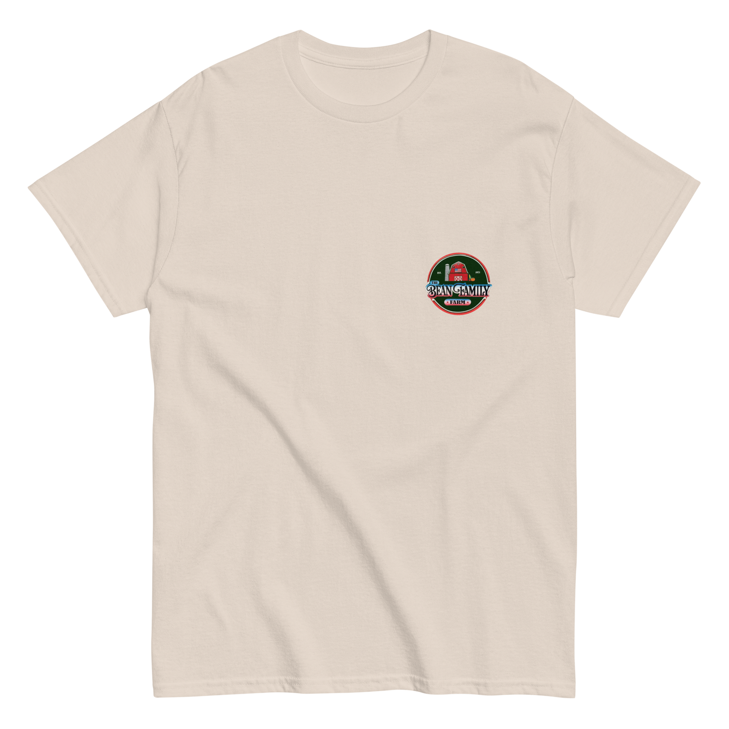 Bean Family Farm Logo / Born & Raised USA - Adult T Shirt