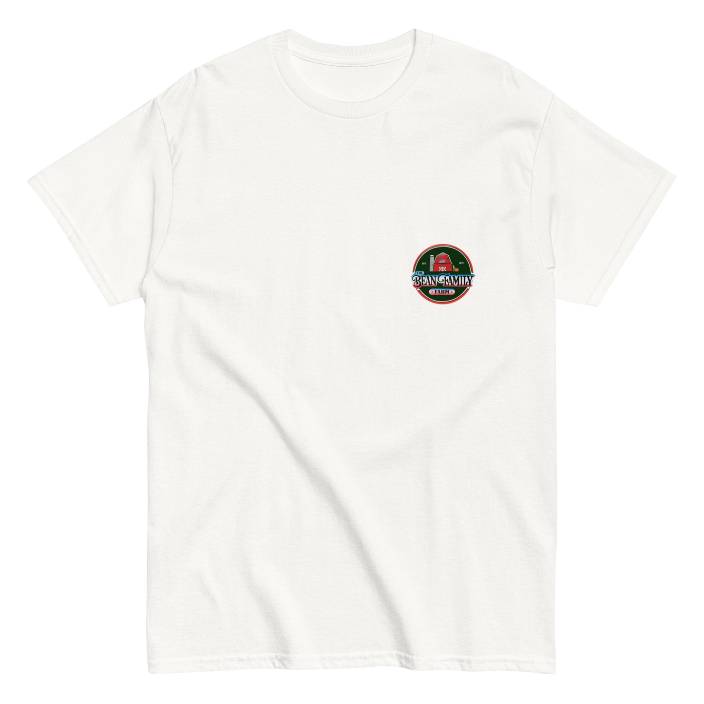 Bean Family Farm Logo / Born & Raised USA - Adult T Shirt